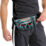 Digital Glitch Astronaut Skull Print Fanny Pack