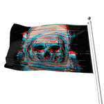 Digital Glitch Astronaut Skull Print Flag