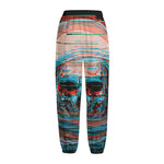 Digital Glitch Astronaut Skull Print Fleece Lined Knit Pants