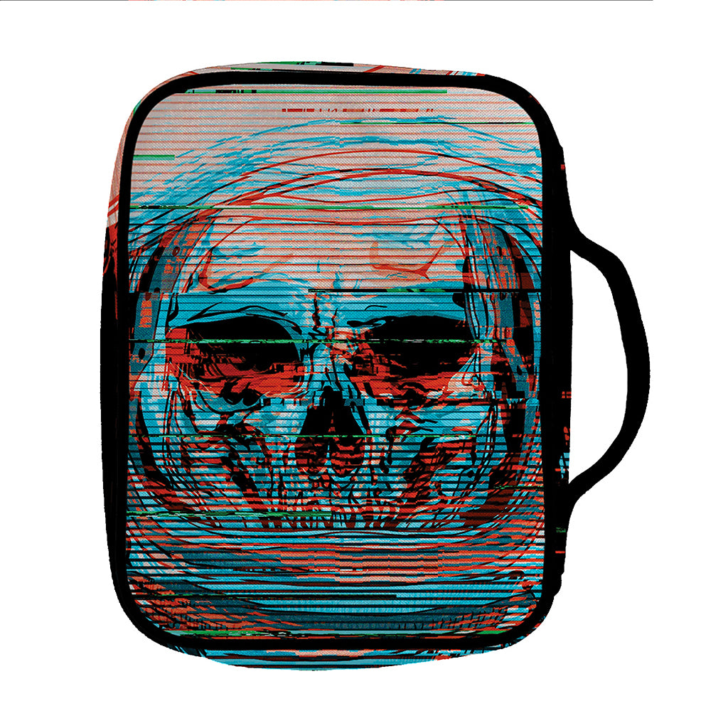 Digital Glitch Astronaut Skull Print Front Pocket Bible Bag