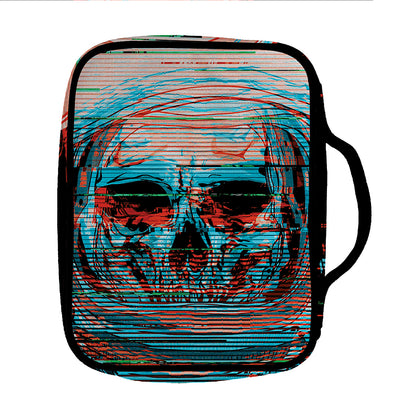 Digital Glitch Astronaut Skull Print Front Pocket Bible Bag