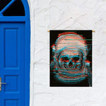 Digital Glitch Astronaut Skull Print Garden Flag