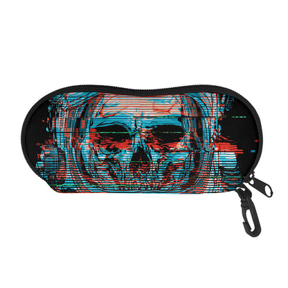 Digital Glitch Astronaut Skull Print Glasses Case