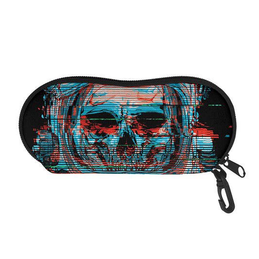 Digital Glitch Astronaut Skull Print Glasses Case