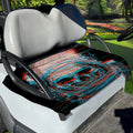Digital Glitch Astronaut Skull Print Golf Cart Seat Cover
