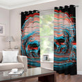 Digital Glitch Astronaut Skull Print Grommet Curtains