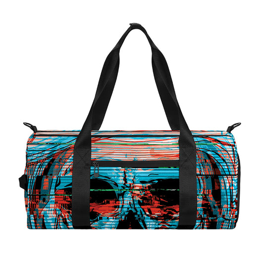 Digital Glitch Astronaut Skull Print Gym Bag