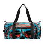 Digital Glitch Astronaut Skull Print Gym Bag