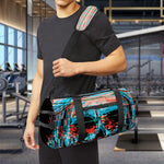 Digital Glitch Astronaut Skull Print Gym Bag