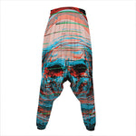 Digital Glitch Astronaut Skull Print Hammer Pants