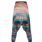 Digital Glitch Astronaut Skull Print Hammer Pants