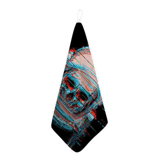 Digital Glitch Astronaut Skull Print Hand Towel