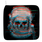 Digital Glitch Astronaut Skull Print Hand Towel