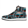 Digital Glitch Astronaut Skull Print High Top Leather Sneakers