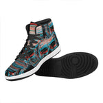 Digital Glitch Astronaut Skull Print High Top Leather Sneakers