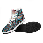 Digital Glitch Astronaut Skull Print High Top Leather Sneakers