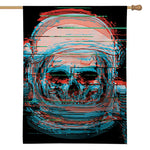 Digital Glitch Astronaut Skull Print House Flag