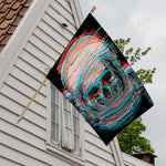 Digital Glitch Astronaut Skull Print House Flag