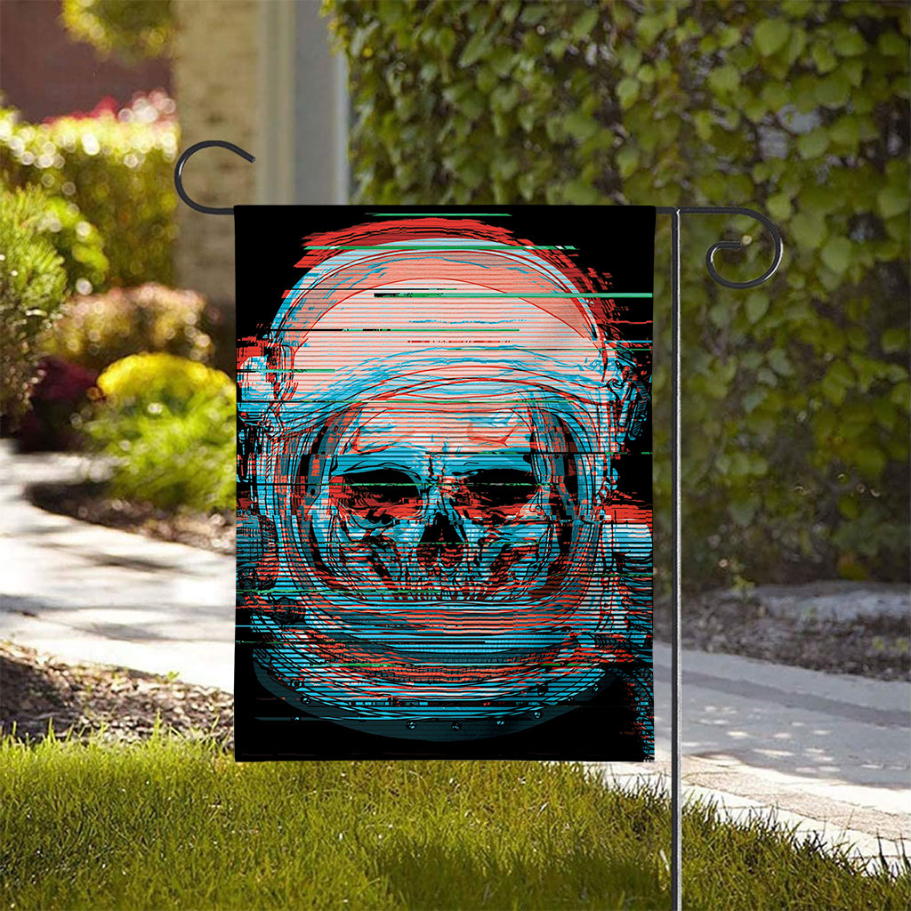Digital Glitch Astronaut Skull Print House Flag