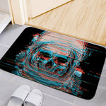 Digital Glitch Astronaut Skull Print Indoor Door Mat