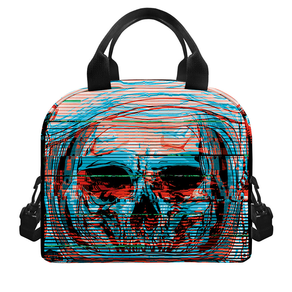 Digital Glitch Astronaut Skull Print Insulated Lunch Bag