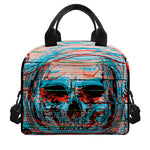 Digital Glitch Astronaut Skull Print Insulated Lunch Bag