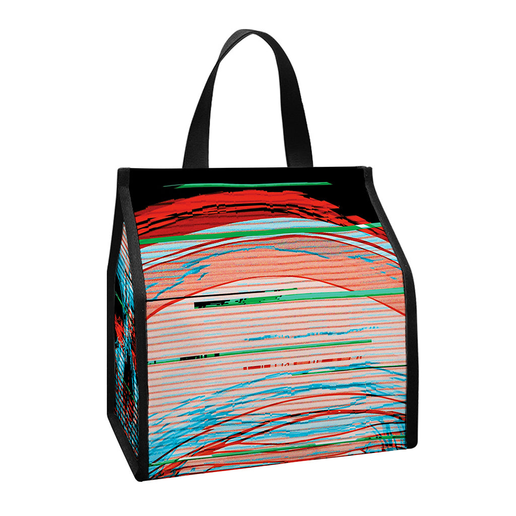 Digital Glitch Astronaut Skull Print Insulated Lunch Tote