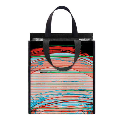 Digital Glitch Astronaut Skull Print Insulated Lunch Tote