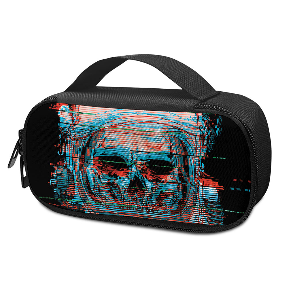 Digital Glitch Astronaut Skull Print Insulin Cooler Travel Case