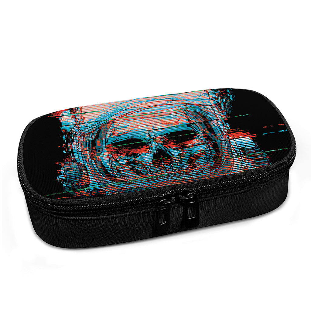 Digital Glitch Astronaut Skull Print Insulin Cooler Travel Case