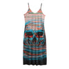 Digital Glitch Astronaut Skull Print Jersey Midi Cami Dress