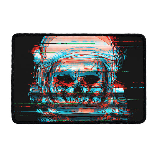 Digital Glitch Astronaut Skull Print Kitchen Mat