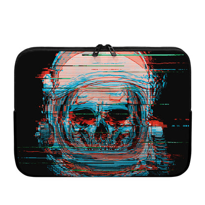 Digital Glitch Astronaut Skull Print Laptop Sleeve