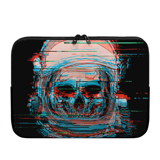 Digital Glitch Astronaut Skull Print Laptop Sleeve