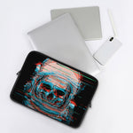Digital Glitch Astronaut Skull Print Laptop Sleeve
