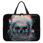 Digital Glitch Astronaut Skull Print Laptop Sleeve With Handle