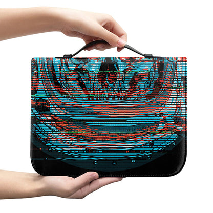 Digital Glitch Astronaut Skull Print Leather Bible Cover