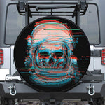 Digital Glitch Astronaut Skull Print Leather Spare Tire Cover