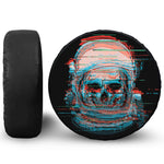 Digital Glitch Astronaut Skull Print Leather Spare Tire Cover