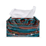 Digital Glitch Astronaut Skull Print Leather Tissue Box Cover