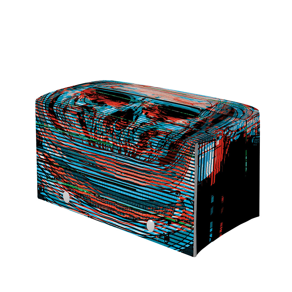 Digital Glitch Astronaut Skull Print Leather Tissue Box Cover