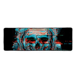 Digital Glitch Astronaut Skull Print Long Kitchen Mat