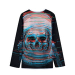 Digital Glitch Astronaut Skull Print Long Sleeve Short Coat