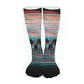 Digital Glitch Astronaut Skull Print Long Socks