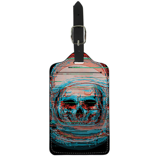 Digital Glitch Astronaut Skull Print Luggage Tag