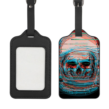 Digital Glitch Astronaut Skull Print Luggage Tag