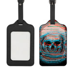 Digital Glitch Astronaut Skull Print Luggage Tag