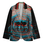 Digital Glitch Astronaut Skull Print Men's Blazer