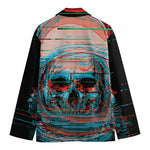 Digital Glitch Astronaut Skull Print Men's Blazer