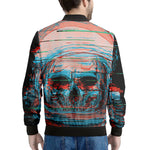 Digital Glitch Astronaut Skull Print Men's Bomber Jacket